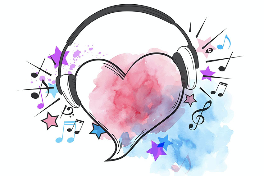 Red Heart Vector With Musical Background