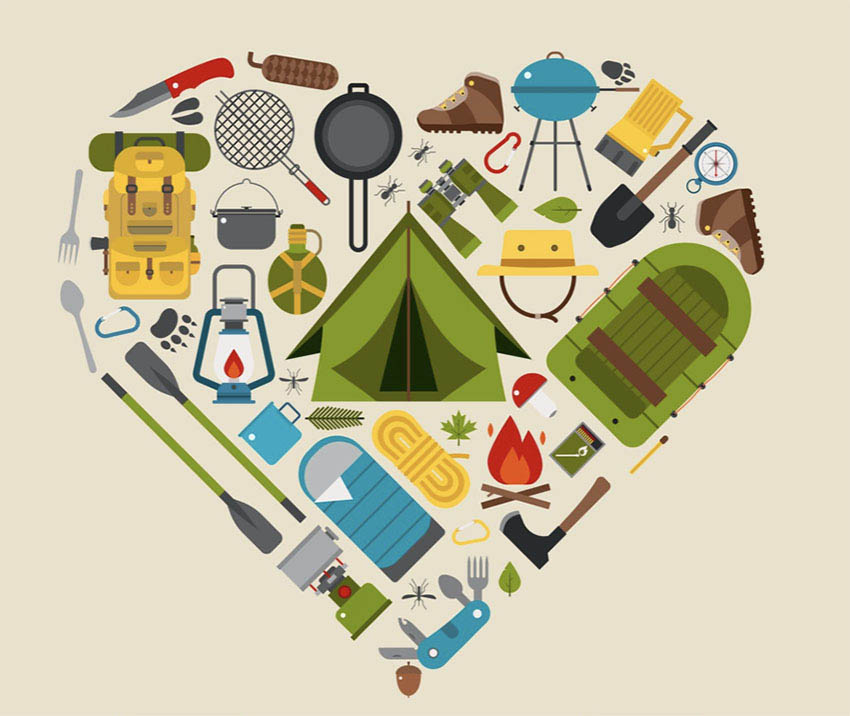 Love Camping Heart Icon Vector Illustration