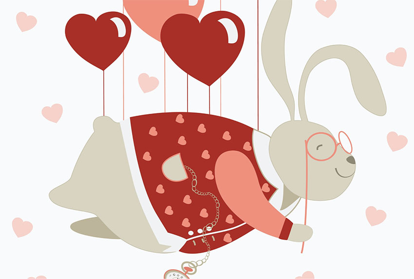 Cute Rabbit Heart Illustration Graphic