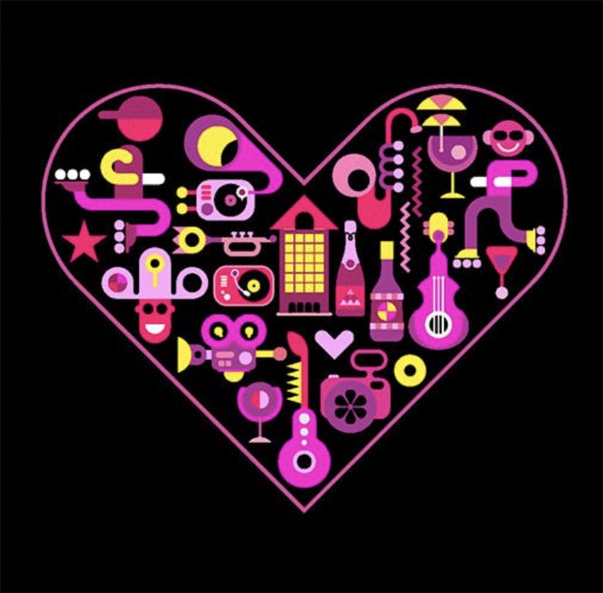 City Life Heart Shape Vector Illustration
