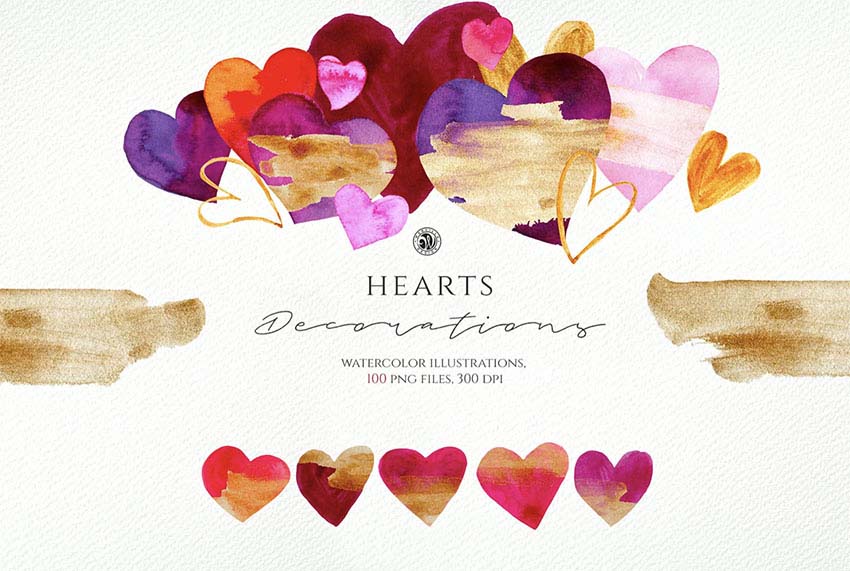 Heart Graphics - Watercolor Illustrations