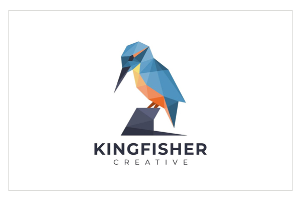 Amazing geometric kingfisher logo