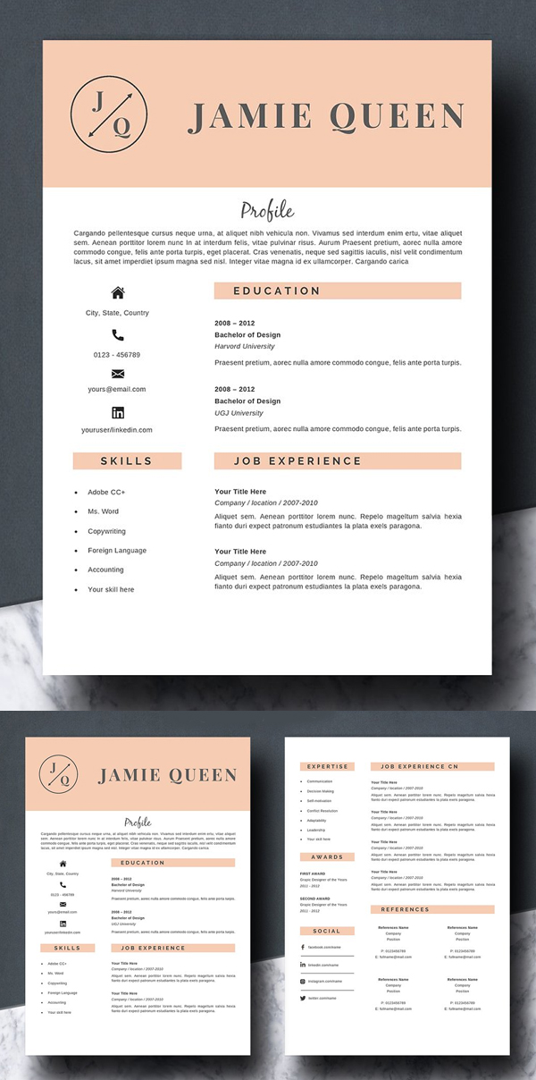 2 Pages Resume Template