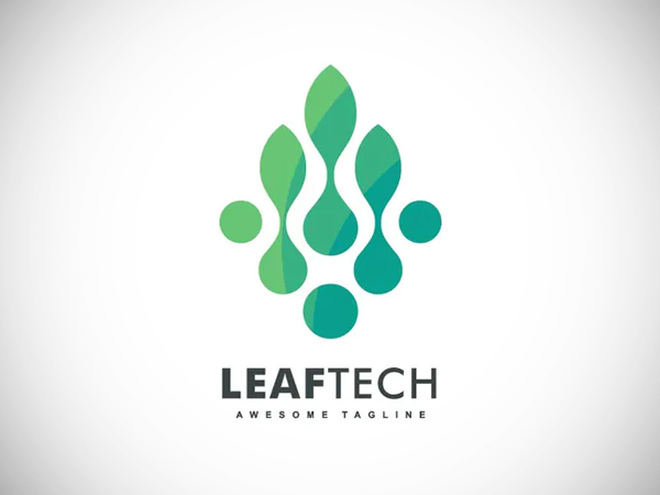 Abstract Leaf Tech Color Gradient Logo Design
