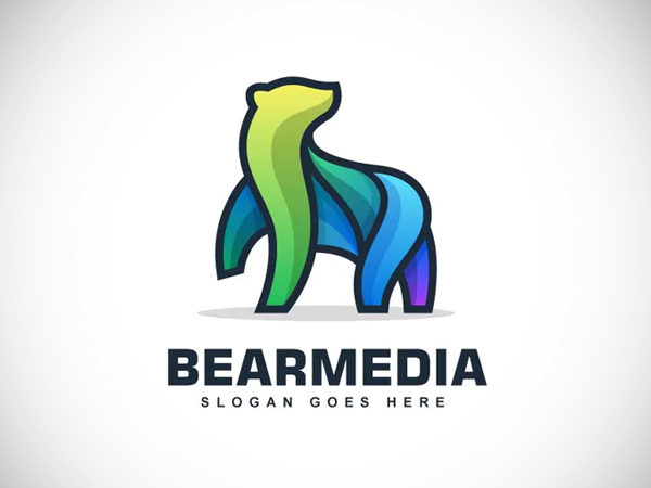 Bear Color Line Logo Vector Template
