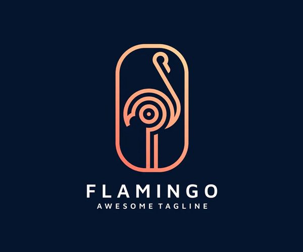 Flamingo Line Art Logo Design