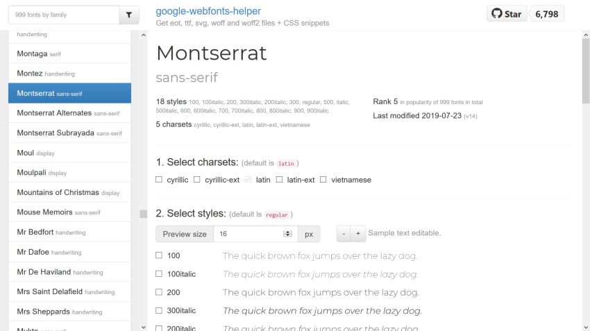 Google Webfonts Helper