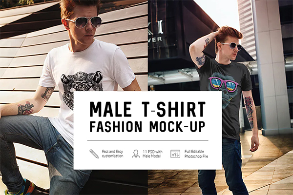Male T-Shirt Fashion Mock-Up
