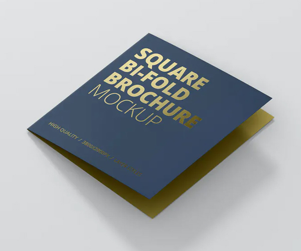 Square Bi-Fold Brochure Mock-Up
