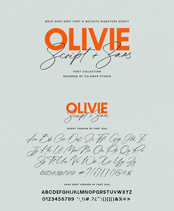Olivie Font Duo // Script & Sans