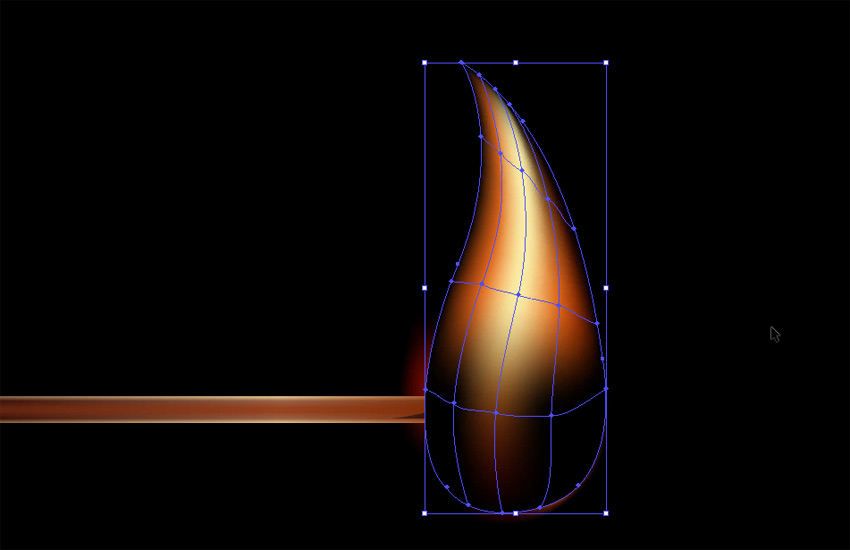 color the flame with gradient mesh