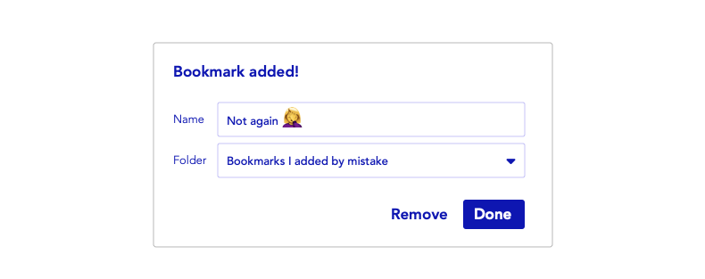 Bookmakr added by mistake dialog