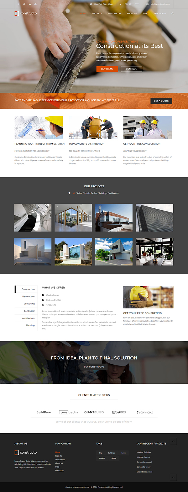 Constructo - Construction WordPress Theme