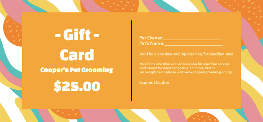 Gift Certificate Idea for a Pet Grooming Service