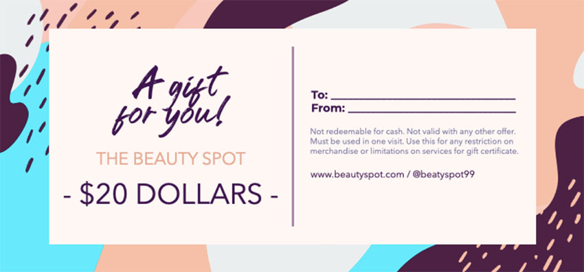Gift Certificate Template for Beauty Supplies Stores