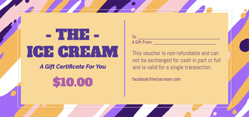 Gift Certificate Template with Colourful Background