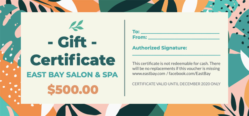 Gift Certificate Template with Colourful Background