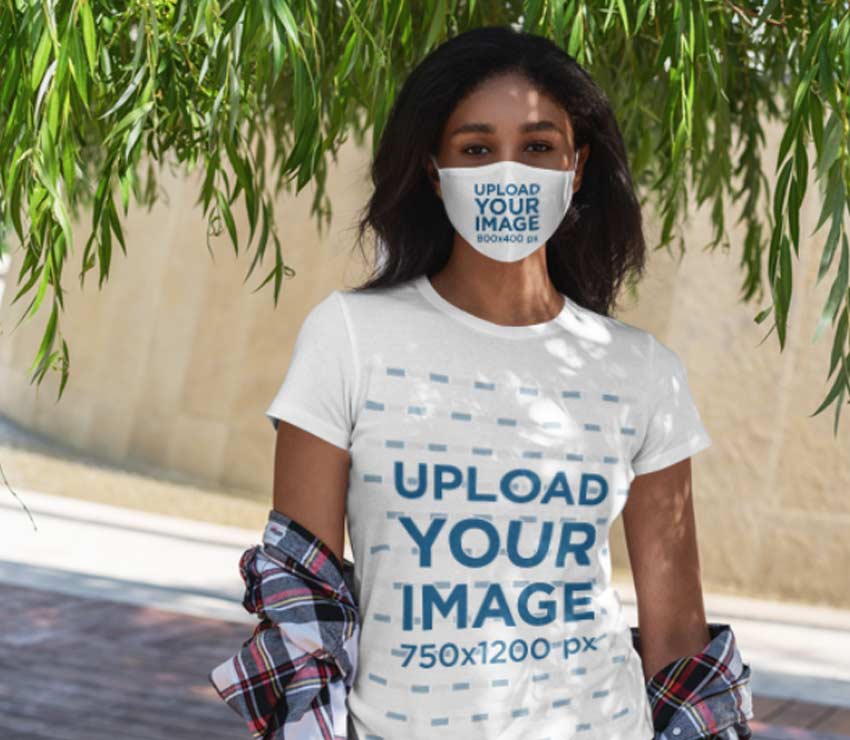 Face Mask Mockup with T-Shirt Mockup