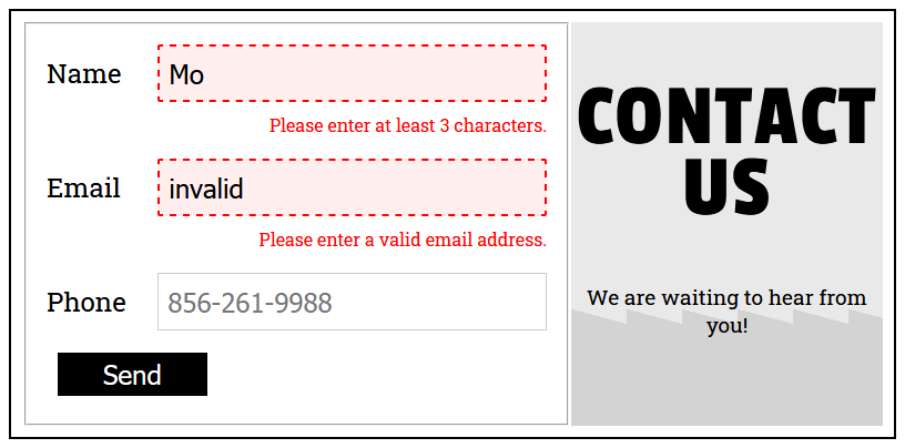 Form Validation Error Message