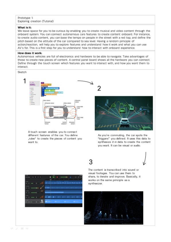 1st prototyped concept — focusing on allowing users to play with the car onboard technology to educate users on technology