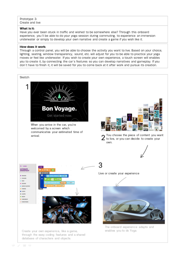 3rd prototyped concept — focusing on allowing users to create and live immersive experiences inside their car