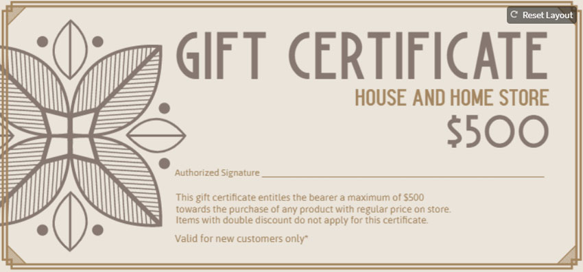 Elegant Blank Gift Certificate Design