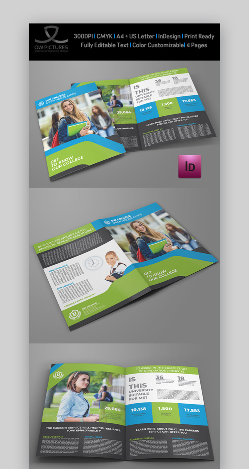 College Open House Bi-Fold Brochure Template