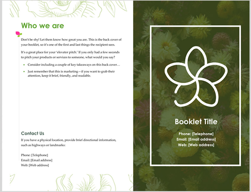 Green Floral Bifold Booklet