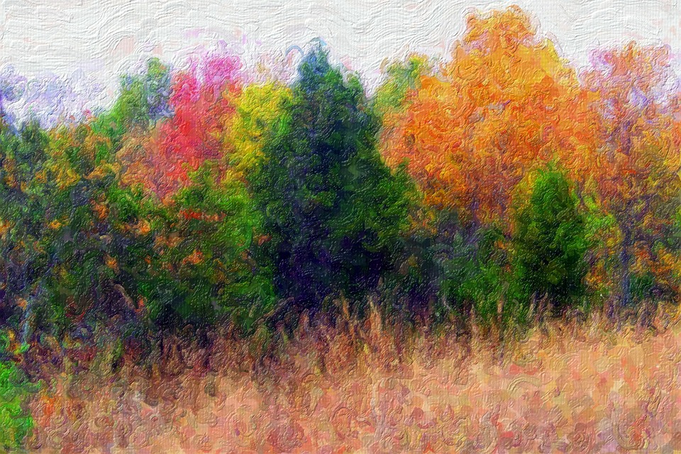 Painting, Autumn, Landscape, Trees, Fall, Season