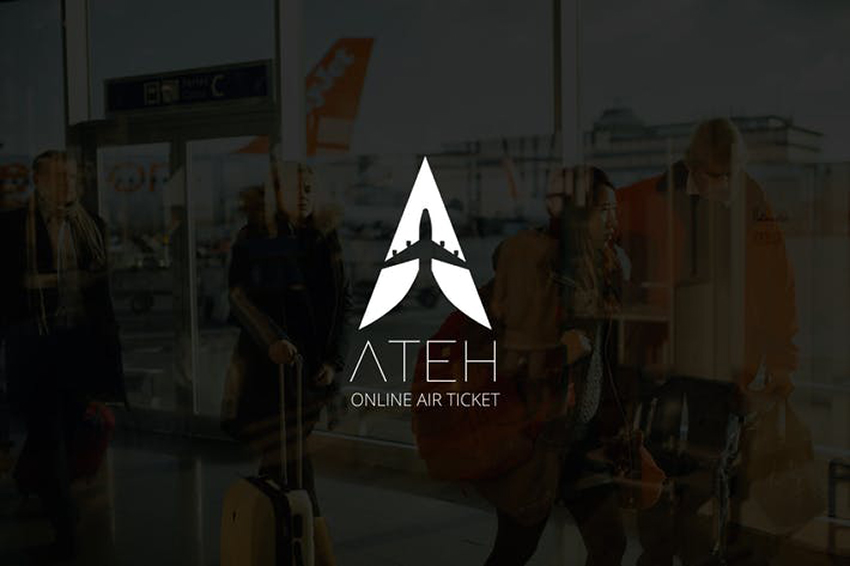 Ateh Negative Space Plane Logo on Envato Elements