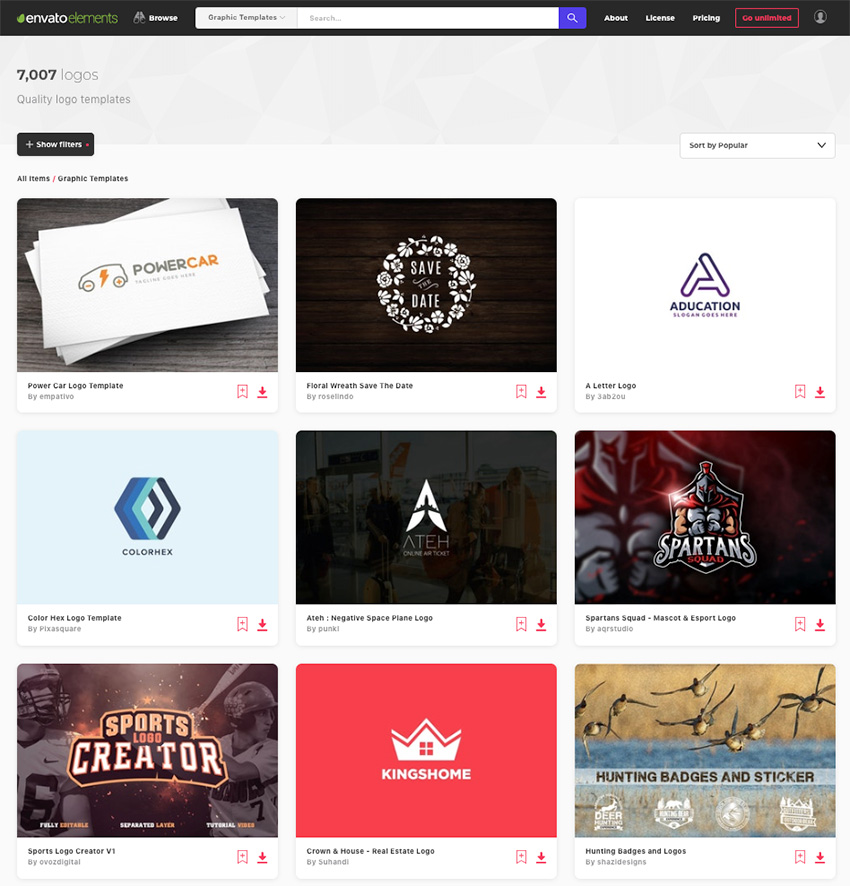 Logo design ideas from Envato Elements