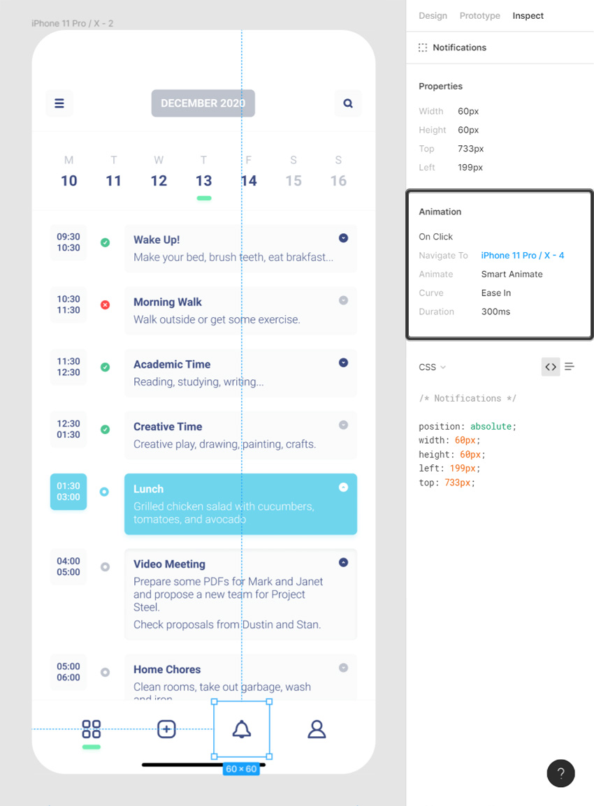 figma inspect animation