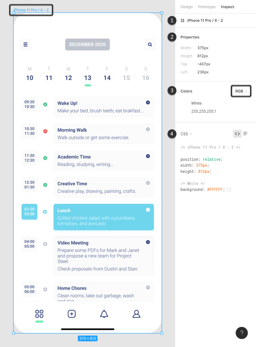 figma inspect frames