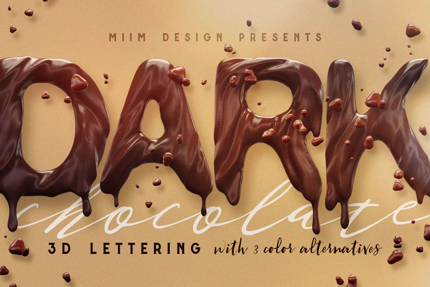 High Resolution Chocolate 3D Lettering