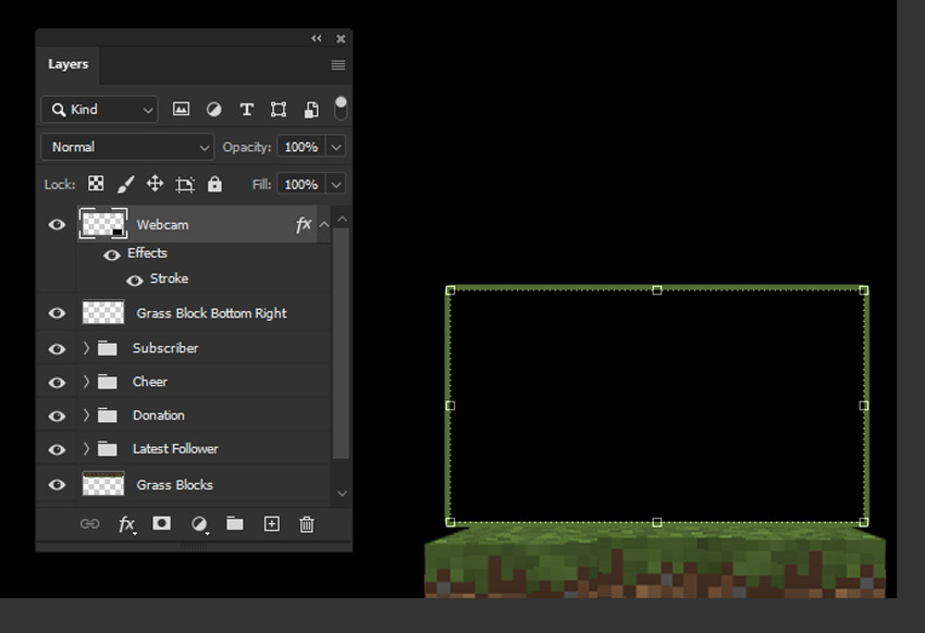 grass block minecraft webcam overlay