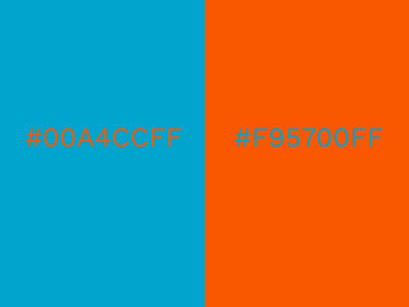 Two color boxes with conflicting colors #00A4CCFF & #F95700FF