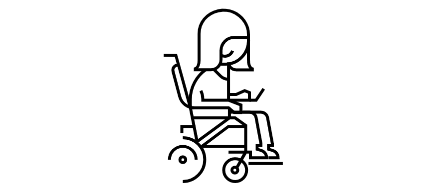 A woman on a wheelchair