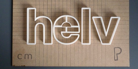 3D Printed text that reads “helv.”