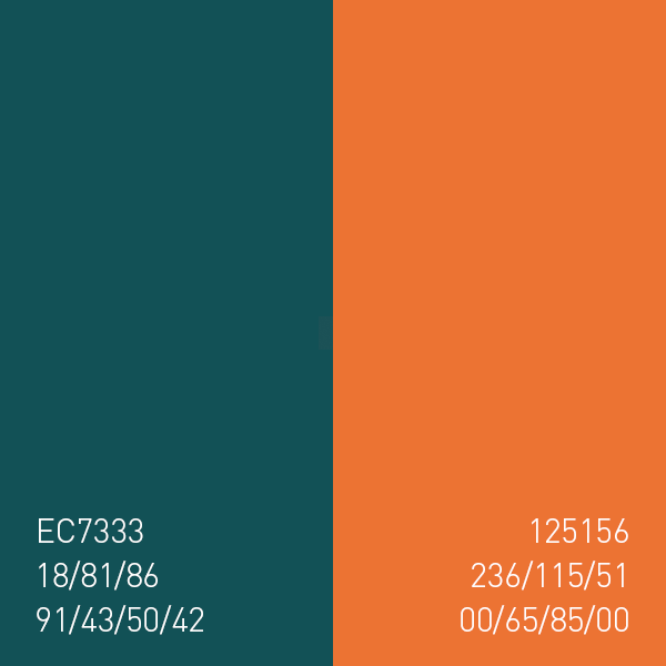 Two color boxes with good color pairing #EC7333 & #124156