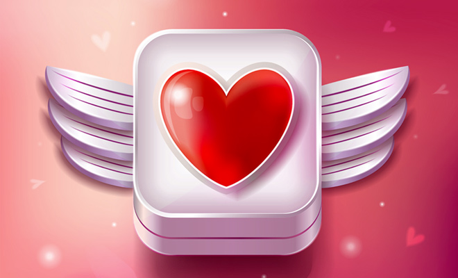 sparkling red heart pink background icon