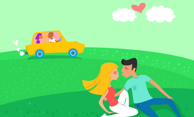 valentines day love kiss in the park vector