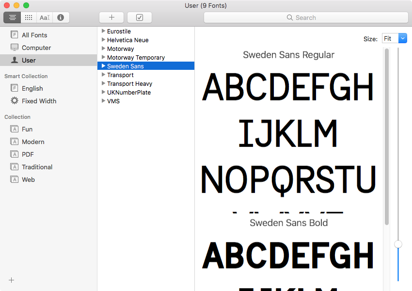 An example of Font Book in macOS