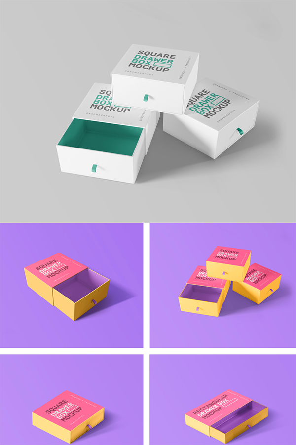 Sleeves Drawer Box Mockups