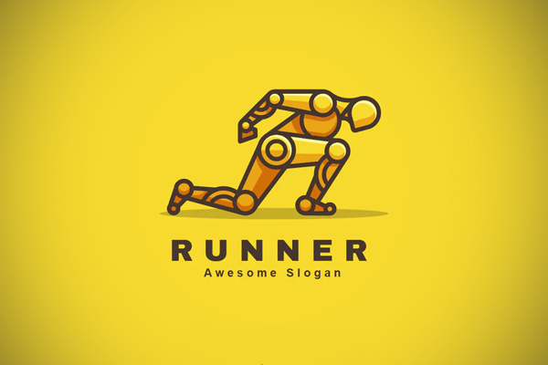 Robot Runner Color Line Logo