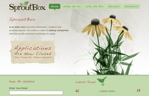 sproutbox website green flowers scenery layout