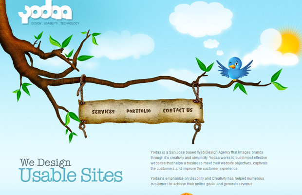 yodaa birdie website natural green layout design