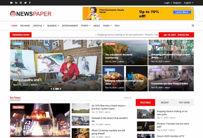 Newspaper - Responsive News, Magazine and Blog CMS Script