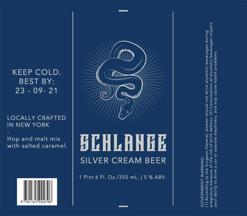 Beer Label Print with Snake Graphic