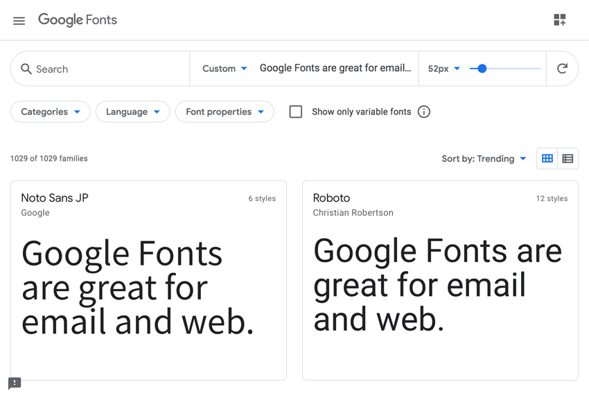 Google Fonts website.