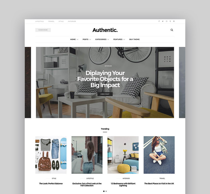 Authentic Minimal Lifestyle WordPress Blog Theme